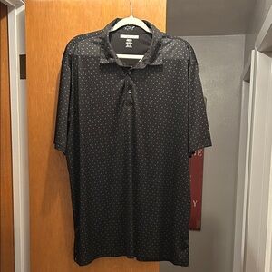 Greg Norman Collection Black Polo with Subtle Pattern